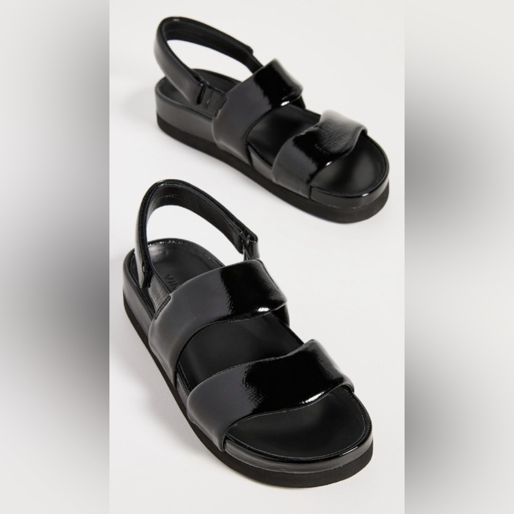 Vince Gemini Black Patent Sandals Size 7